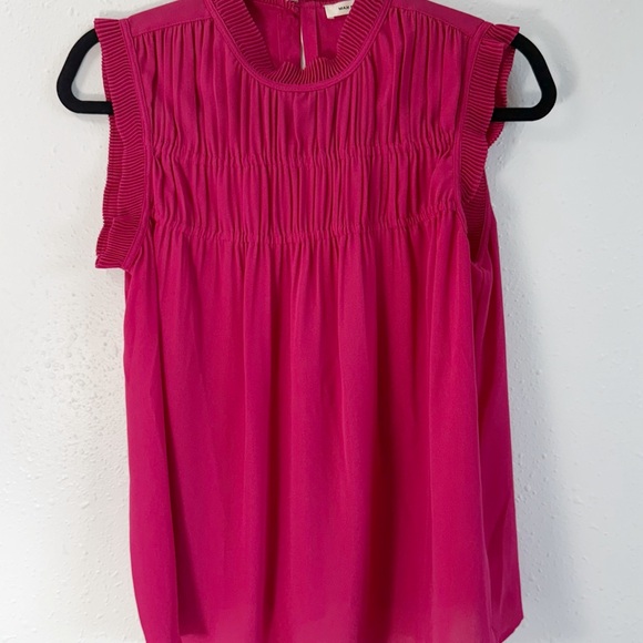 Max Studio Tops - Max Studio Pink Smocked Blouse with‎ Mandarin Collar